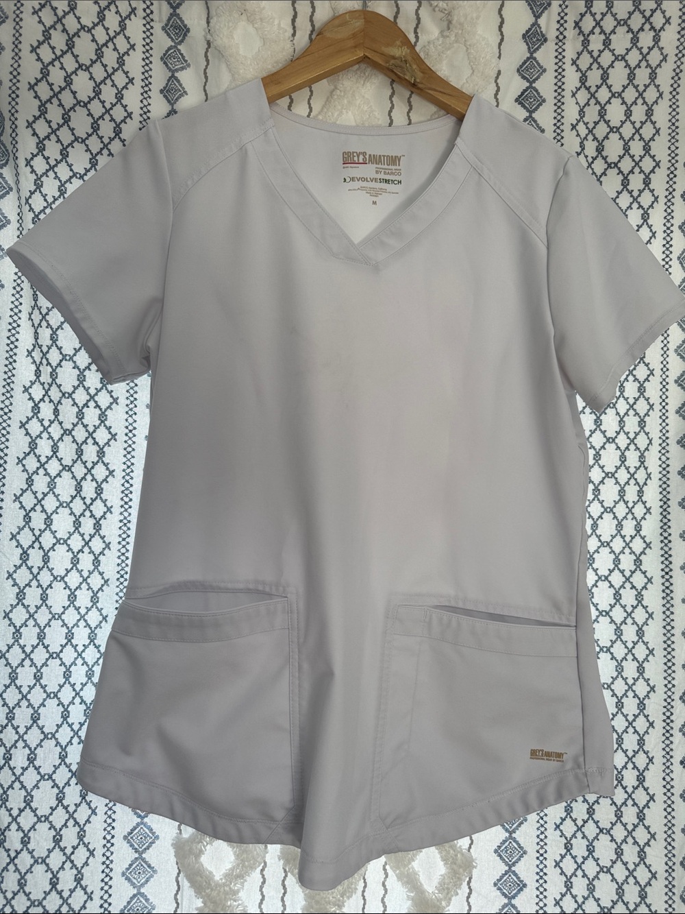 Grey's Anatomy Women's Light Gray V-Neck Scrub Top